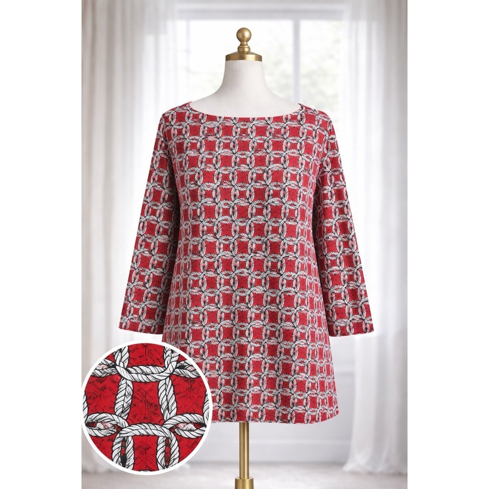 Talbots 100% Pima Cotton Boat‎ Neck Top Red Nautical Rope Plus Size 0X Petite